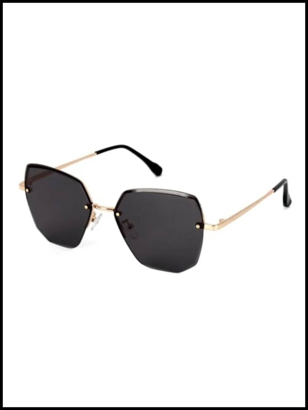 Oversized Rimless Sunglasses Geometric Gradient Sunnies Frameless Shades Metal
